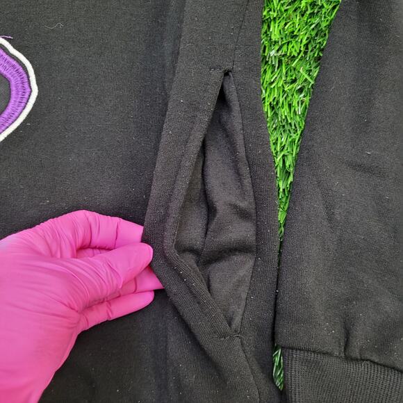 Peace Sign Hoodie Large 22x26 Embroidered Black - Picture 3 of 14